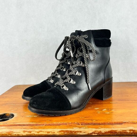 Sam Elderman Black Suede Toe Heeled Boots - Picture 2 of 11